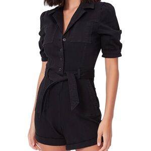 PAIGE Mayslie Romper in Black Short-Sleeve Utility Romper